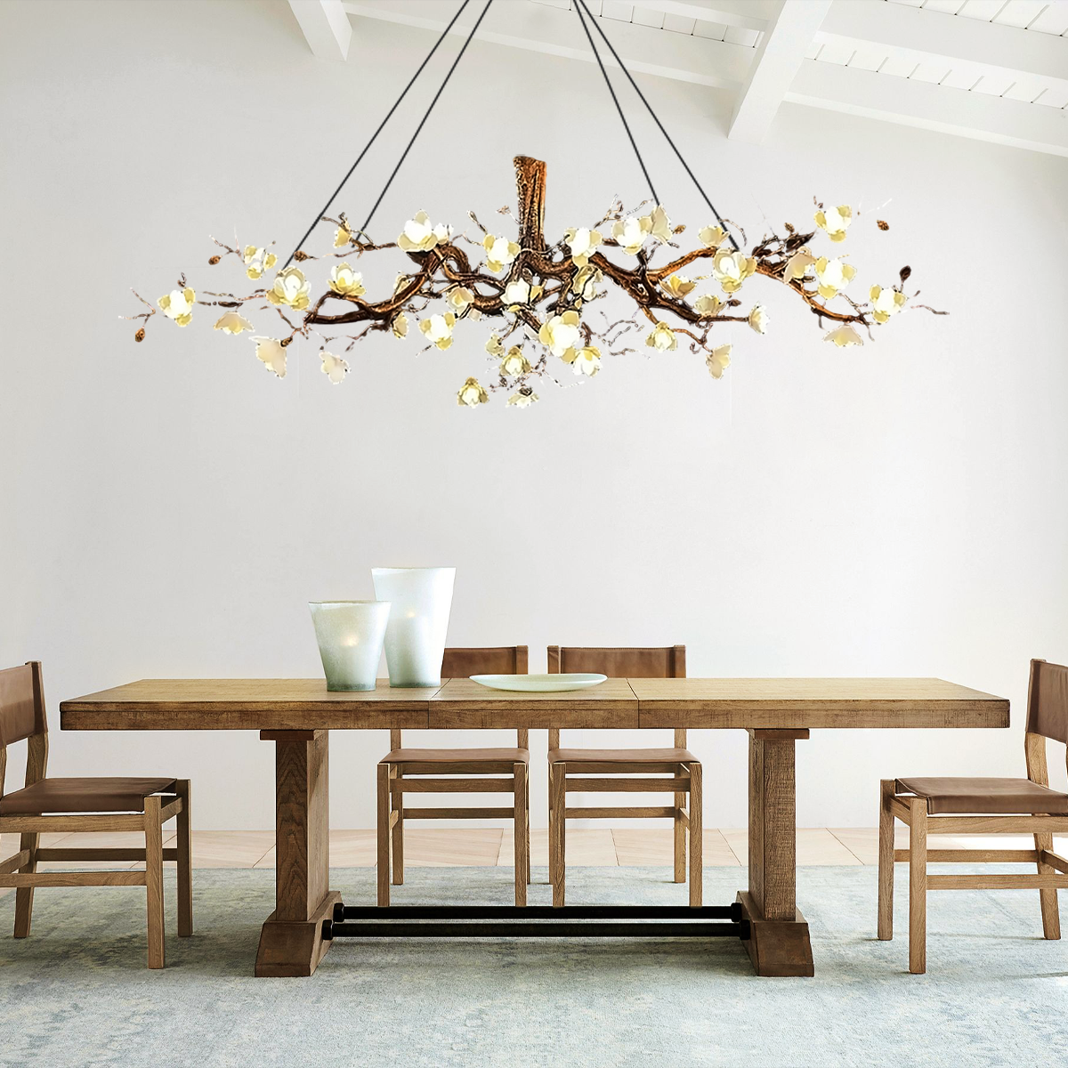 Flower Bloom Branch Type Brass Chandelier - Branch-1-Luxehomezone