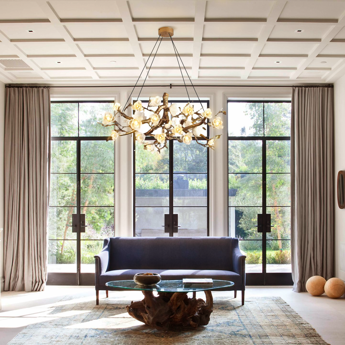 Flower Bloom Branch Type Brass Chandelier - Branch-1-Luxehomezone