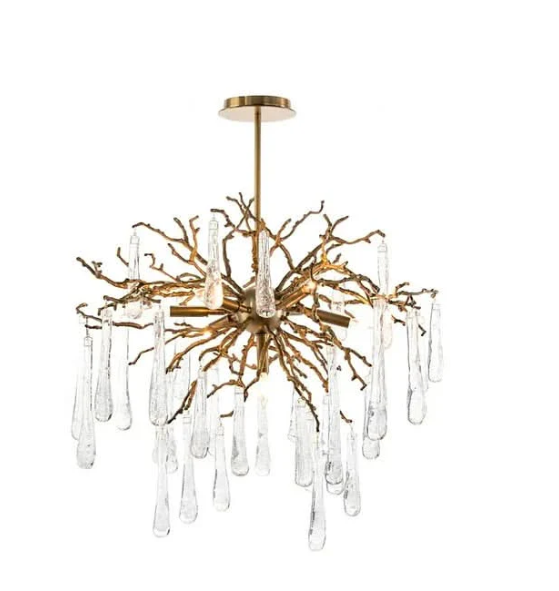 Brass and Glass 7-Light Chandelier
