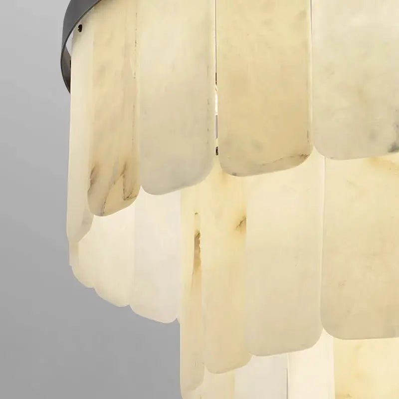 Galadriel Alabaster Multi-Tiered Round Chandelier Black