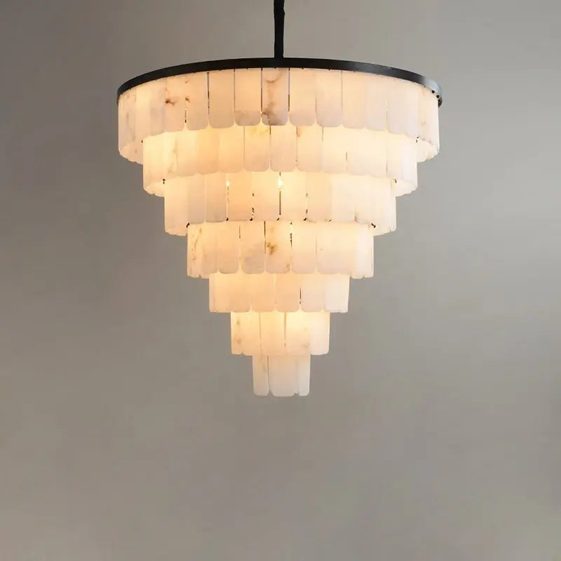 Galadriel Alabaster Multi-Tiered Round Chandelier Black