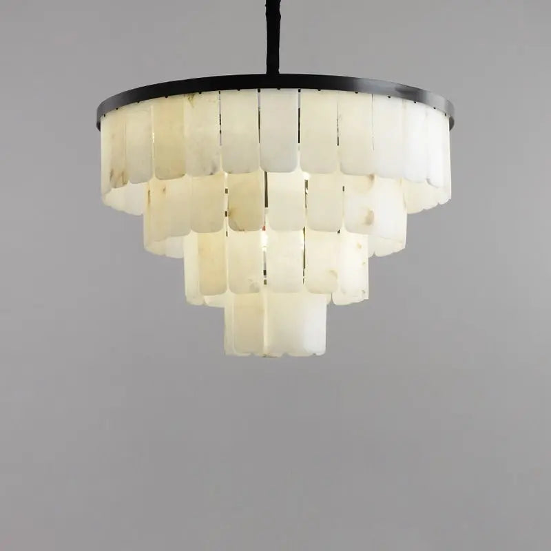 Galadriel Alabaster Multi-Tiered Round Chandelier Black
