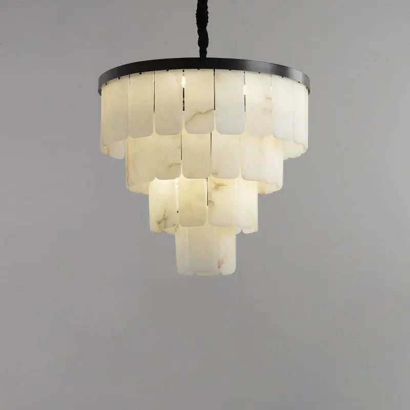 Galadriel Alabaster Multi-Tiered Round Chandelier Black