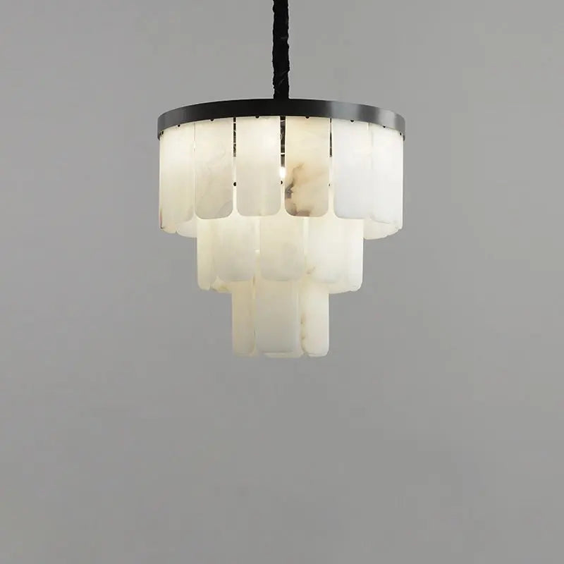 Galadriel Alabaster Multi-Tiered Round Chandelier Black
