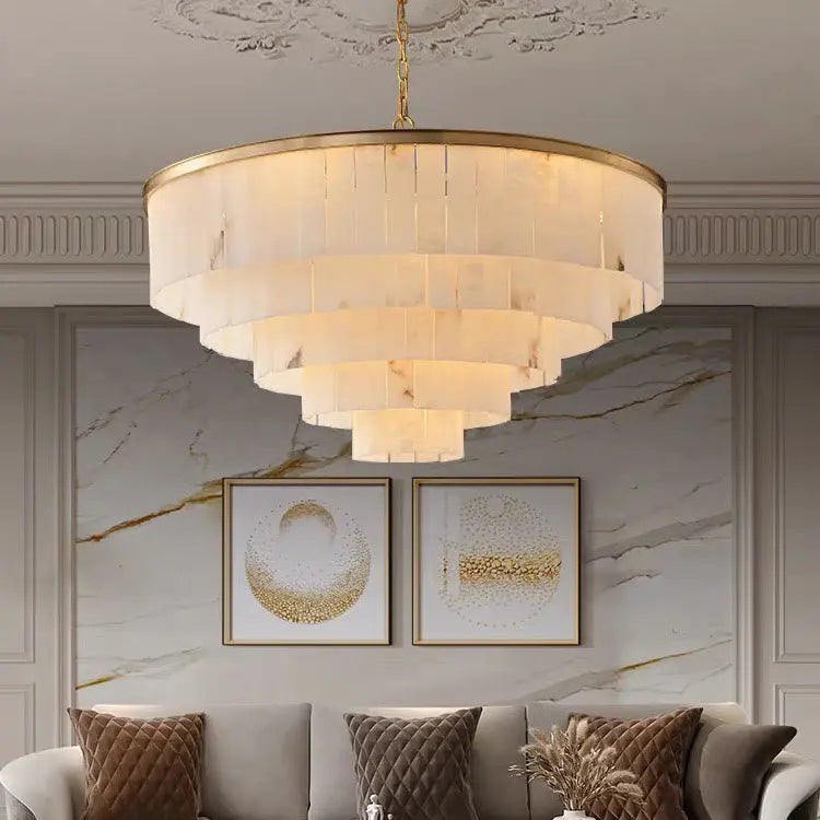 Galadriel Alabaster Multi-Tiered Round Chandelier