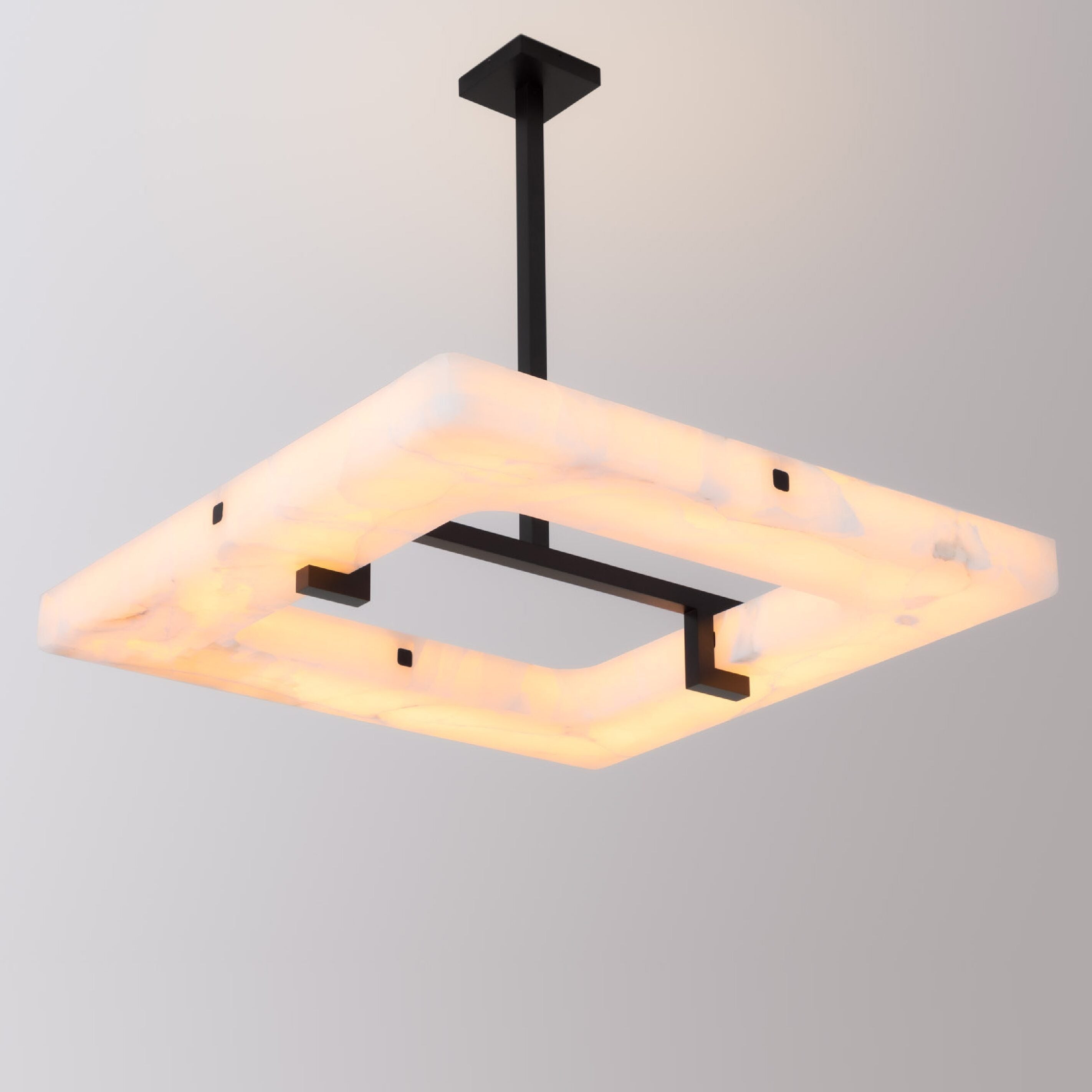 Aidan Modern Square Alabaster Chandelier - Alabaster, Alabaster lightings, Bedroom, Black, CCCC, Chandelier, Chandeliers, Dining & Kitchen, Living Room, metal, Modern, Rectangular-1-Luxehomezone