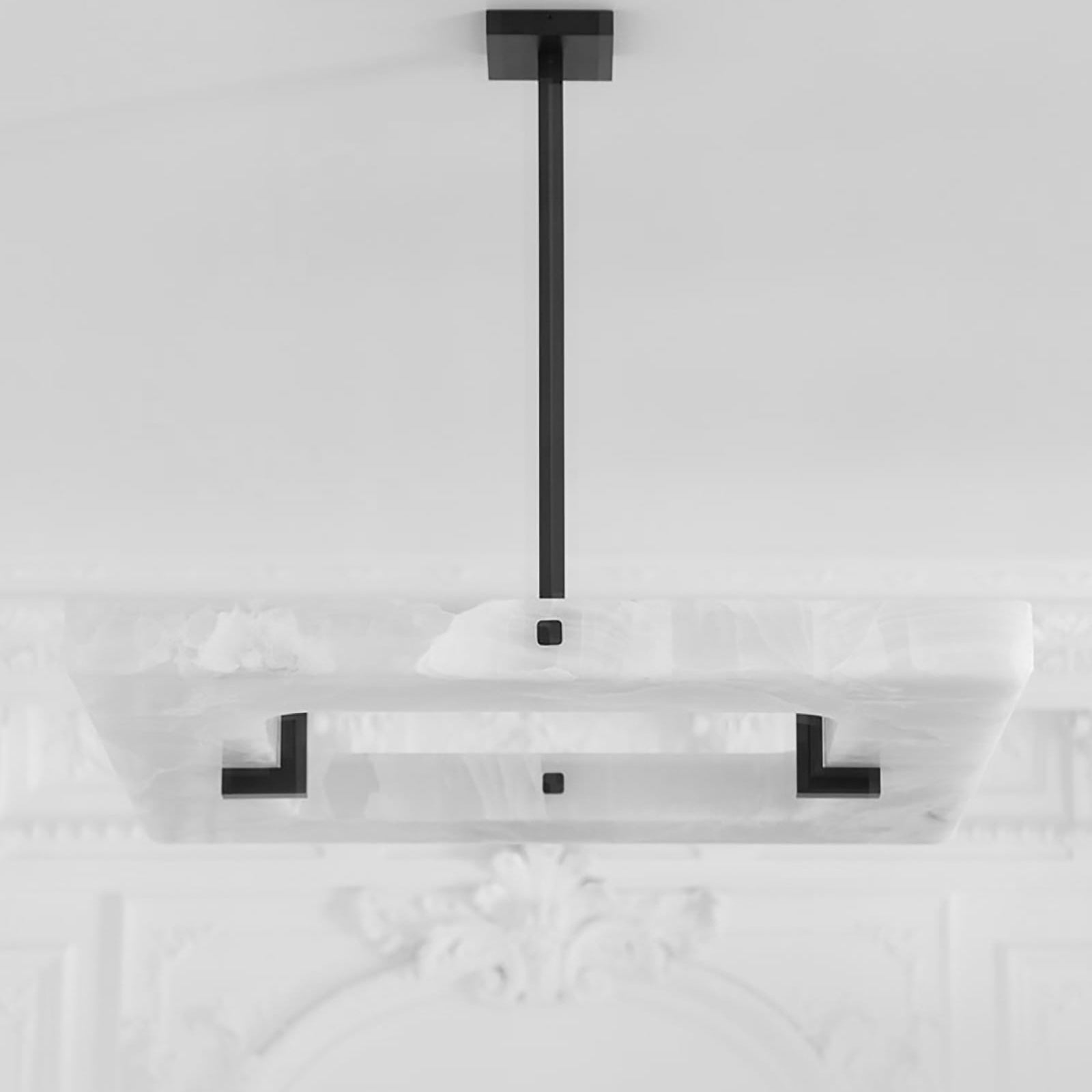 Aidan Modern Square Alabaster Chandelier - Alabaster, Alabaster lightings, Bedroom, Black, CCCC, Chandelier, Chandeliers, Dining & Kitchen, Living Room, metal, Modern, Rectangular-1-Luxehomezone