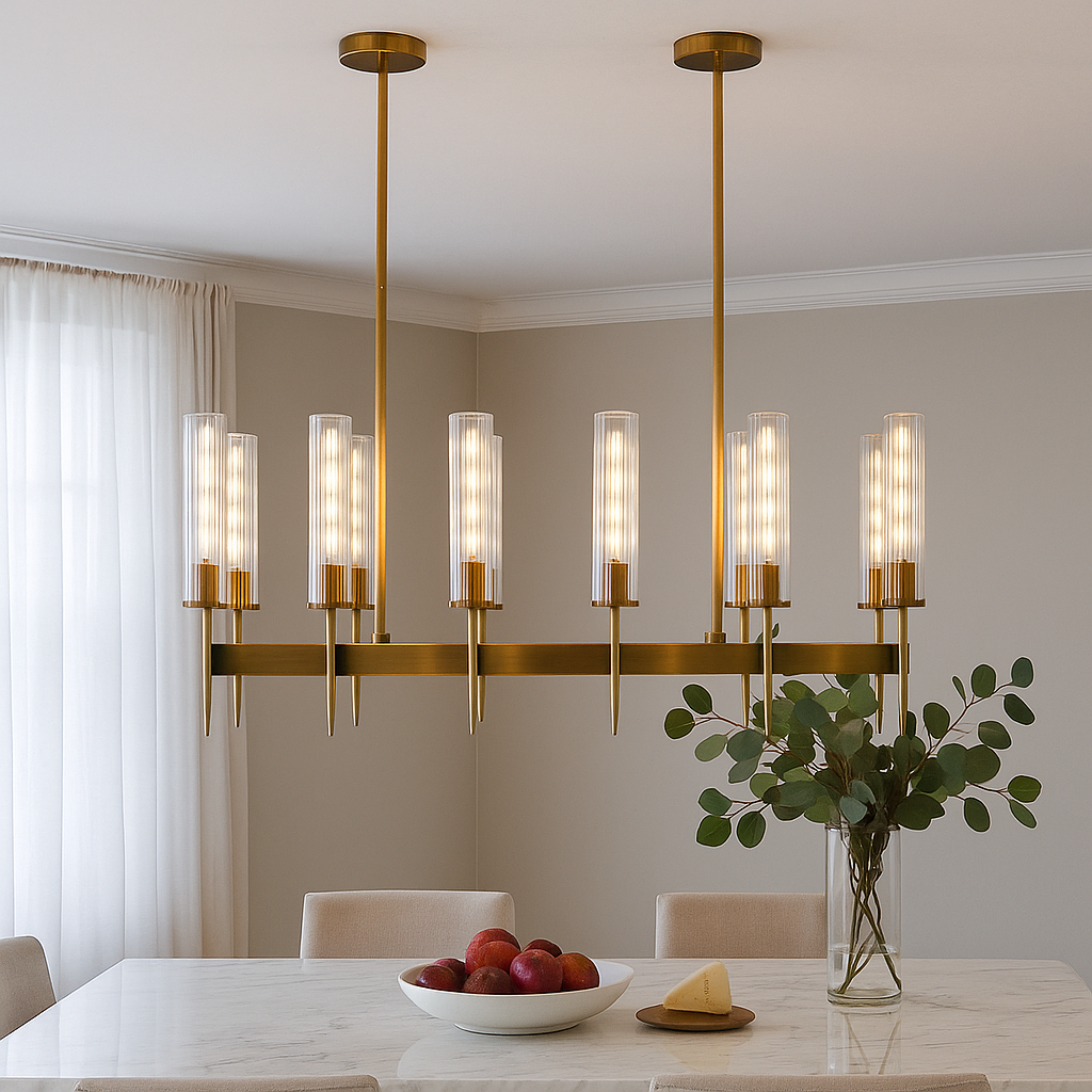 Aicken Glass Linear Chandelier 12 Lights