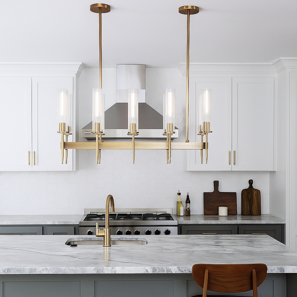 Aicken Glass Linear Chandelier 10 Lights