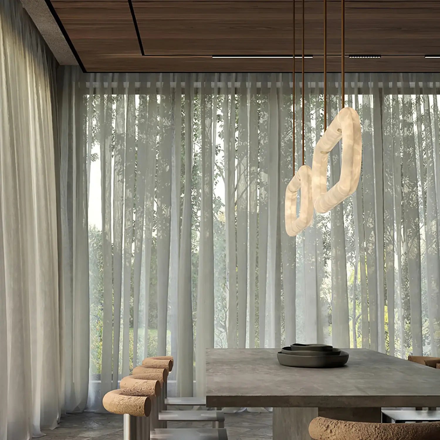 Ethera Alabaster Rectangular-oval Chandelier