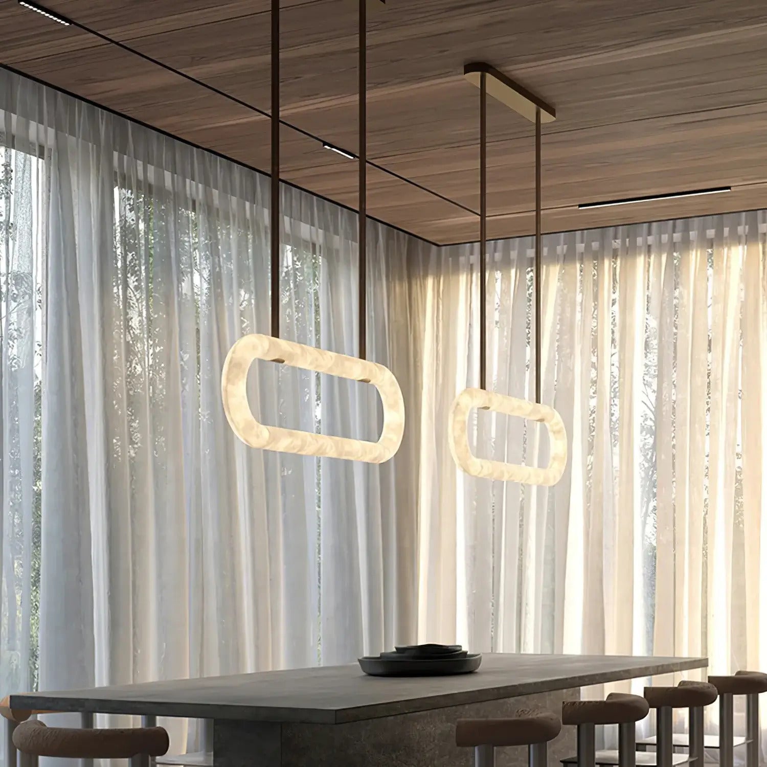 Ethera Alabaster Rectangular-oval Chandelier