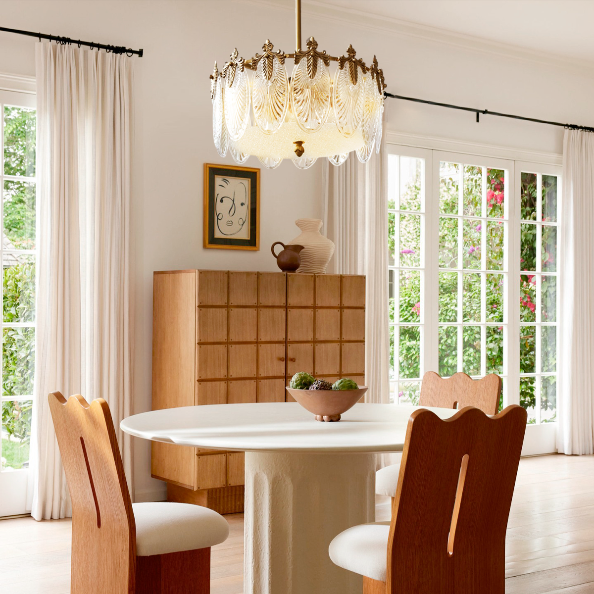 Decorative Pattern Glass Round Chandelier with 5/6/8 heads - Cylinder-1-Luxehomezone