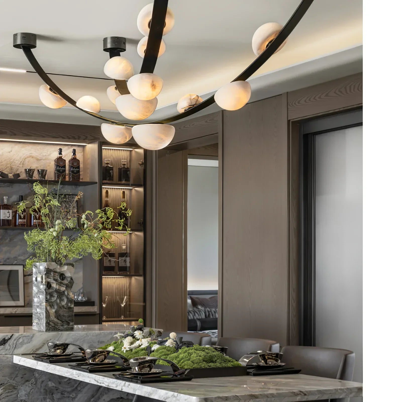 Enceladus Alabaster Dew Drops Chandelier