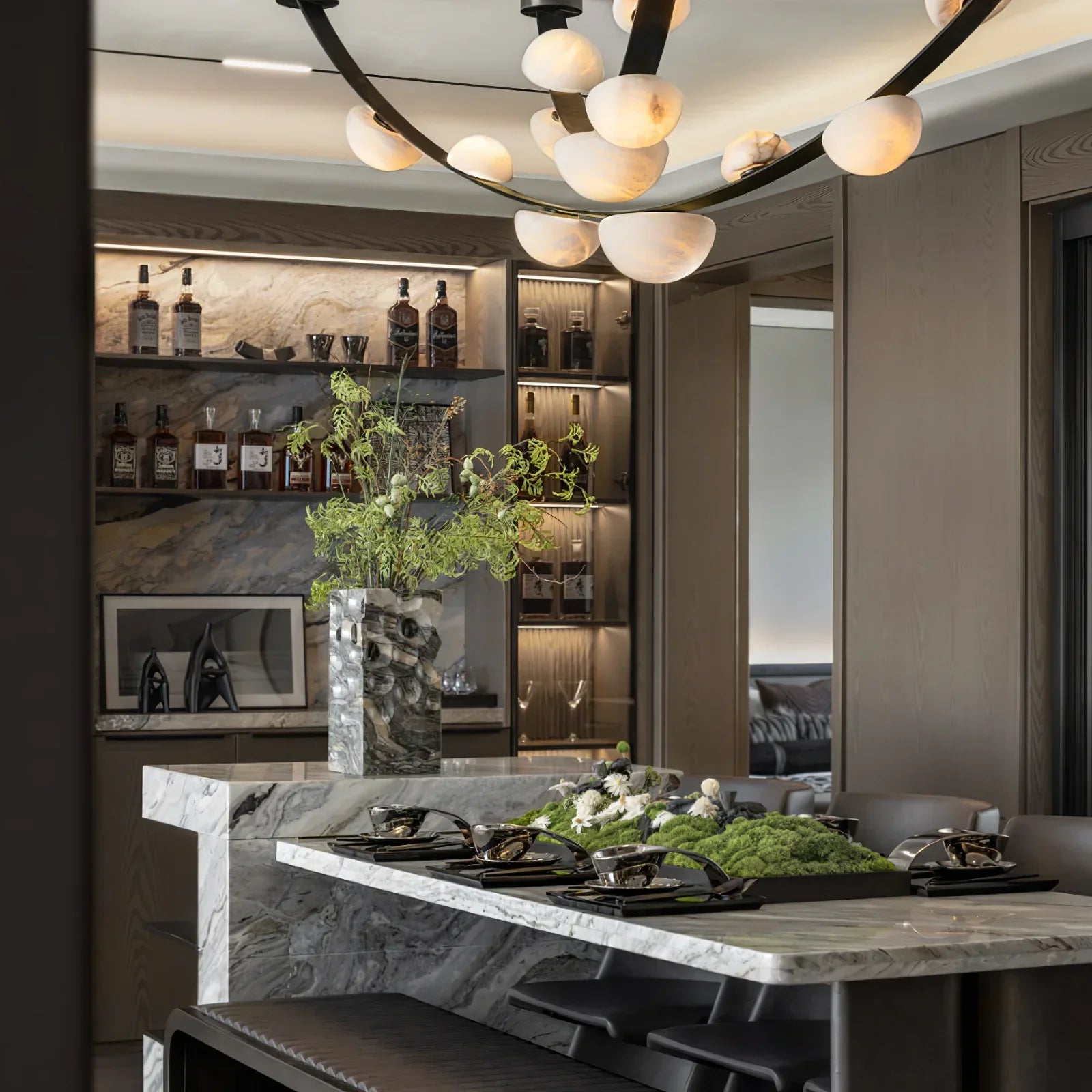 Enceladus Alabaster Dew Drops Chandelier