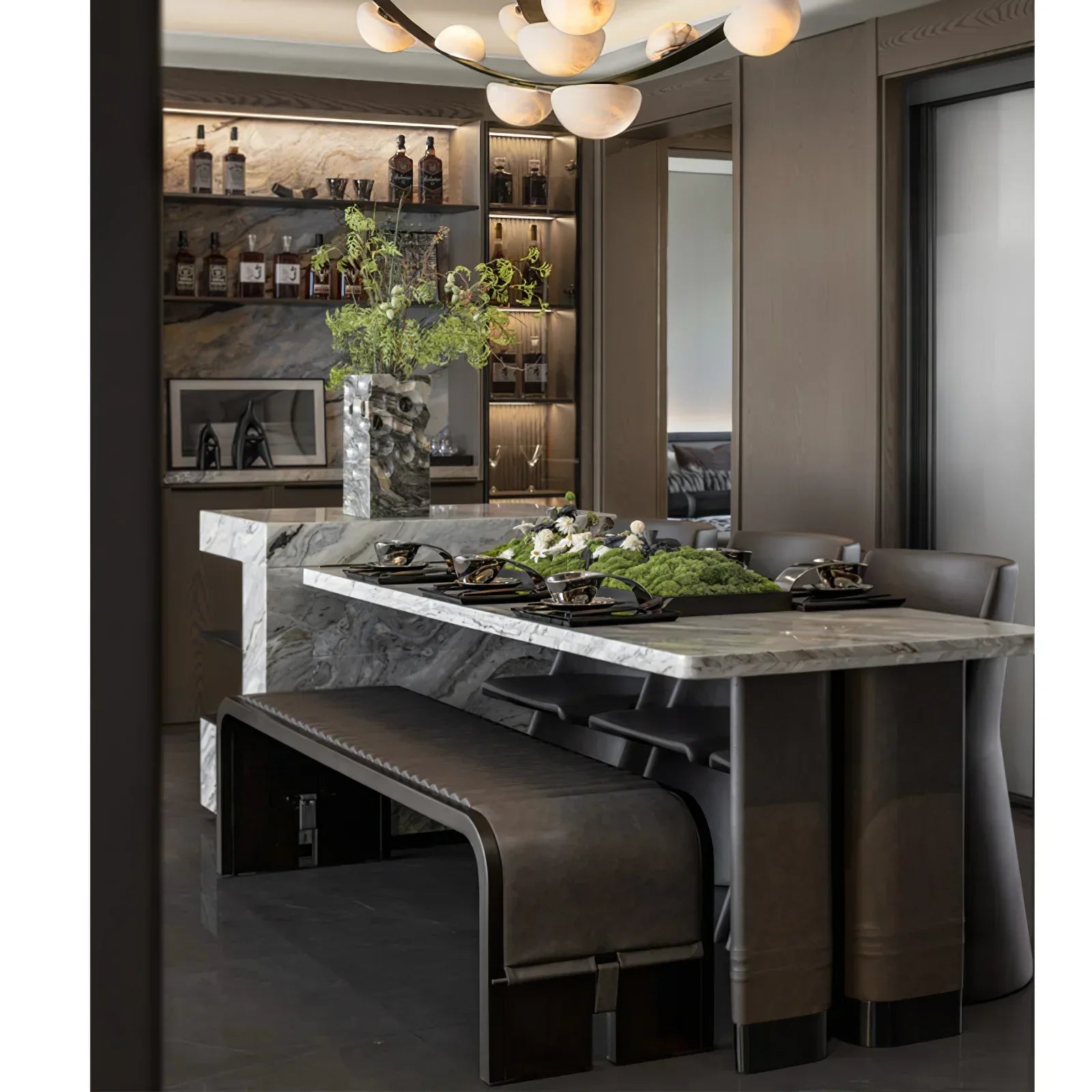 Enceladus Alabaster Dew Drops Chandelier