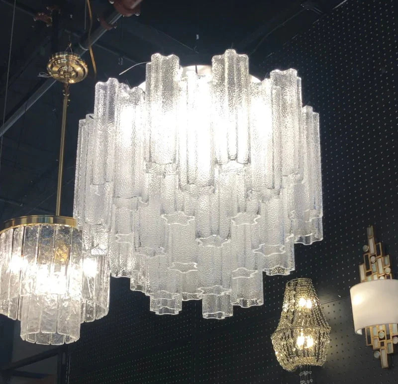 Flushmount Caprice Semi-Transparent Tubular Glass Chandelier - -1-Luxehomezone