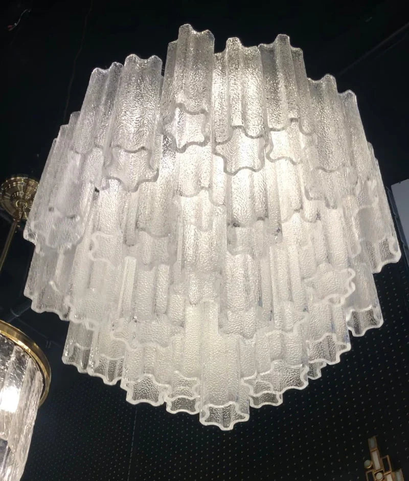 Flushmount Caprice Semi-Transparent Tubular Glass Chandelier - -1-Luxehomezone