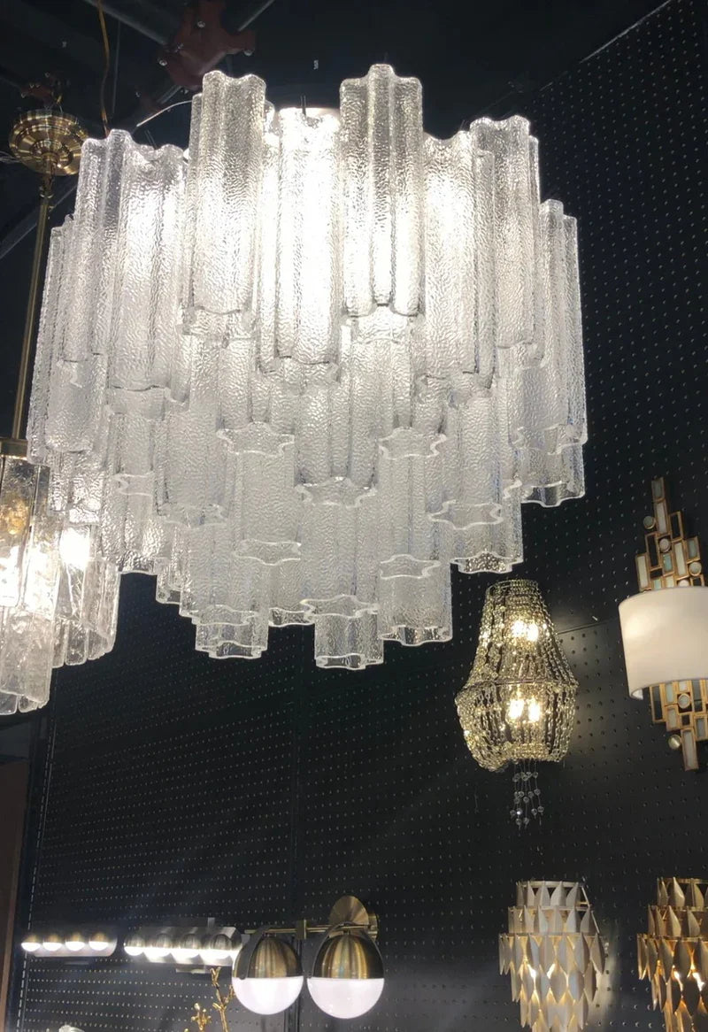 Flushmount Caprice Semi-Transparent Tubular Glass Chandelier - -1-Luxehomezone