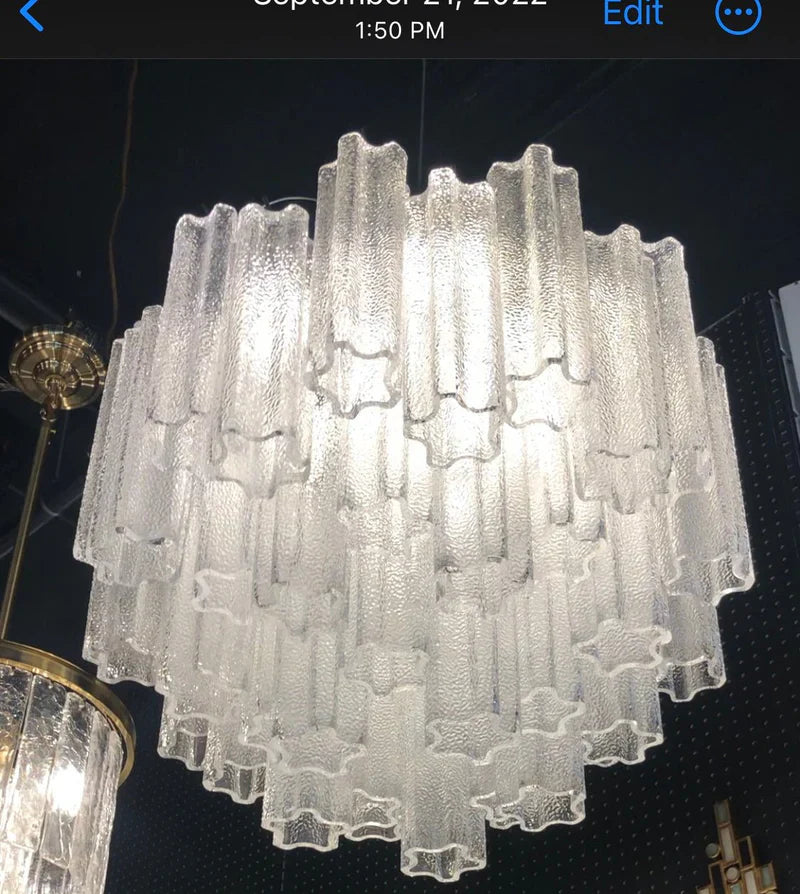 Flushmount Caprice Semi-Transparent Tubular Glass Chandelier - -1-Luxehomezone