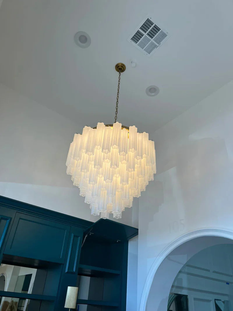 Flushmount Caprice Semi-Transparent Tubular Glass Chandelier - -1-Luxehomezone