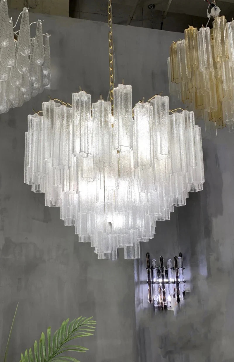 Flushmount Caprice Semi-Transparent Tubular Glass Chandelier - -1-Luxehomezone