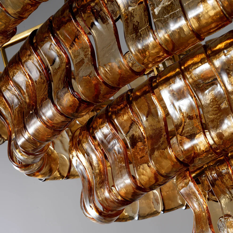 Art Ghiaccio Glass Oval Chandelier 54" 65"