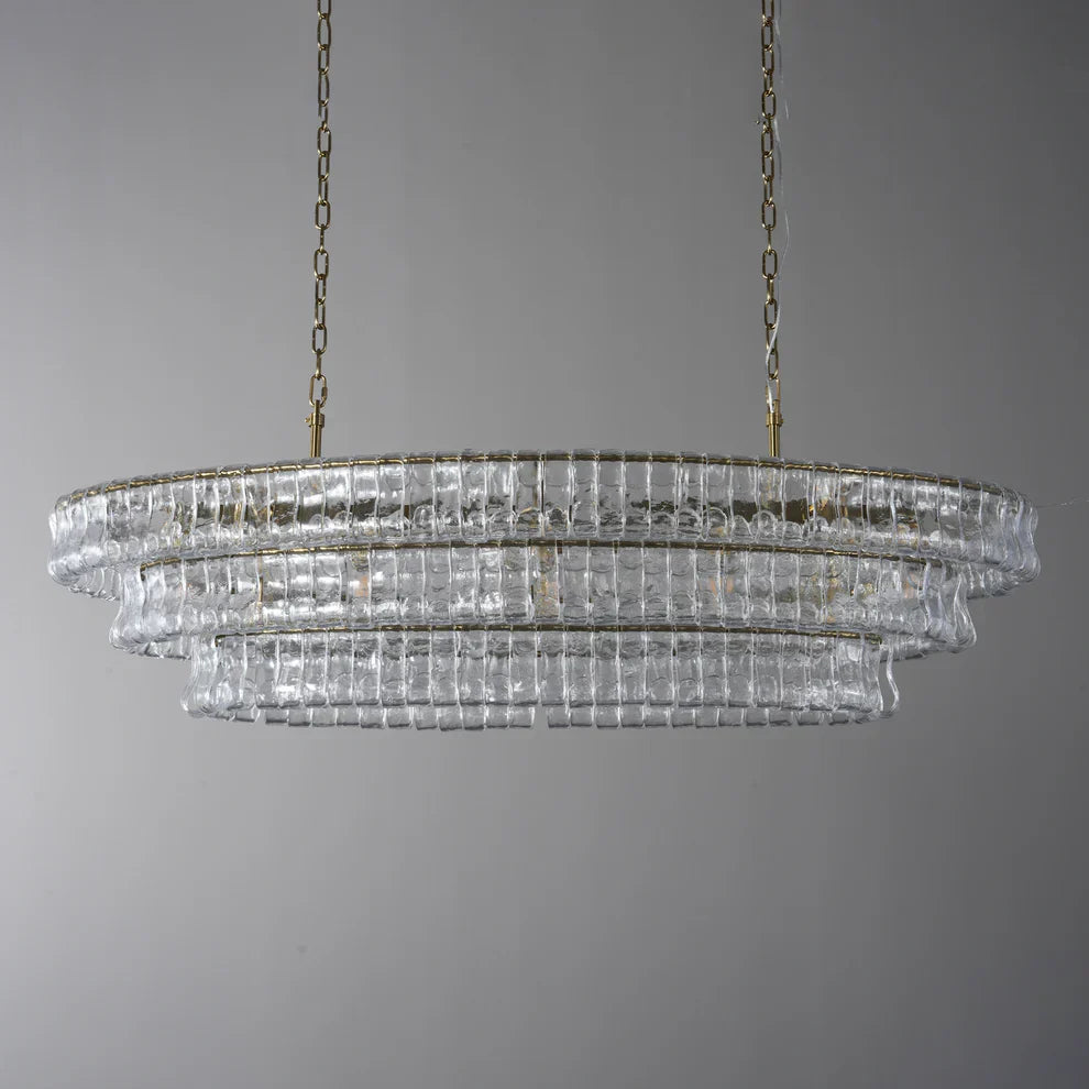 Art Ghiaccio Glass Oval Chandelier 54" 65"