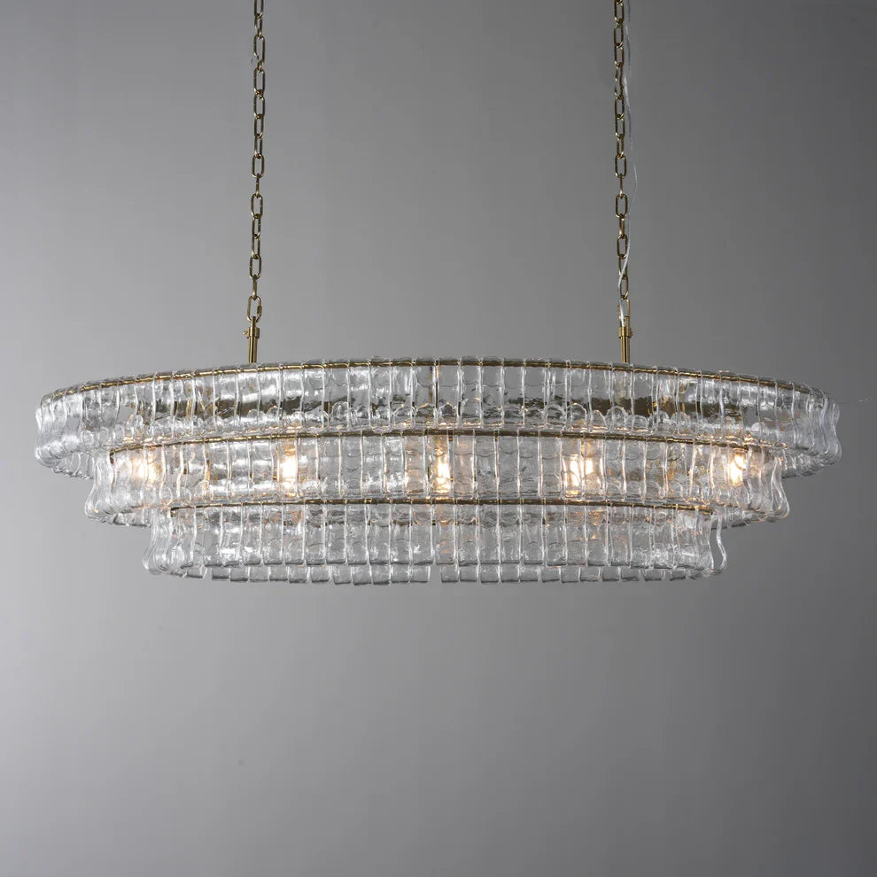 Art Ghiaccio Glass Oval Chandelier 54" 65"