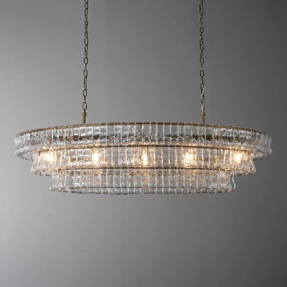 Art Ghiaccio Glass Oval Chandelier 54" 65"