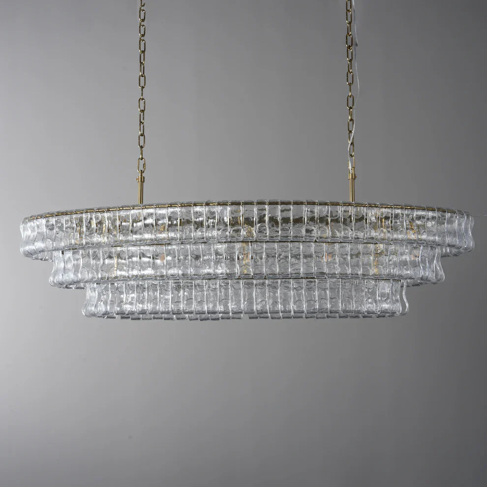 Art Ghiaccio Glass Oval Chandelier 54" 65"