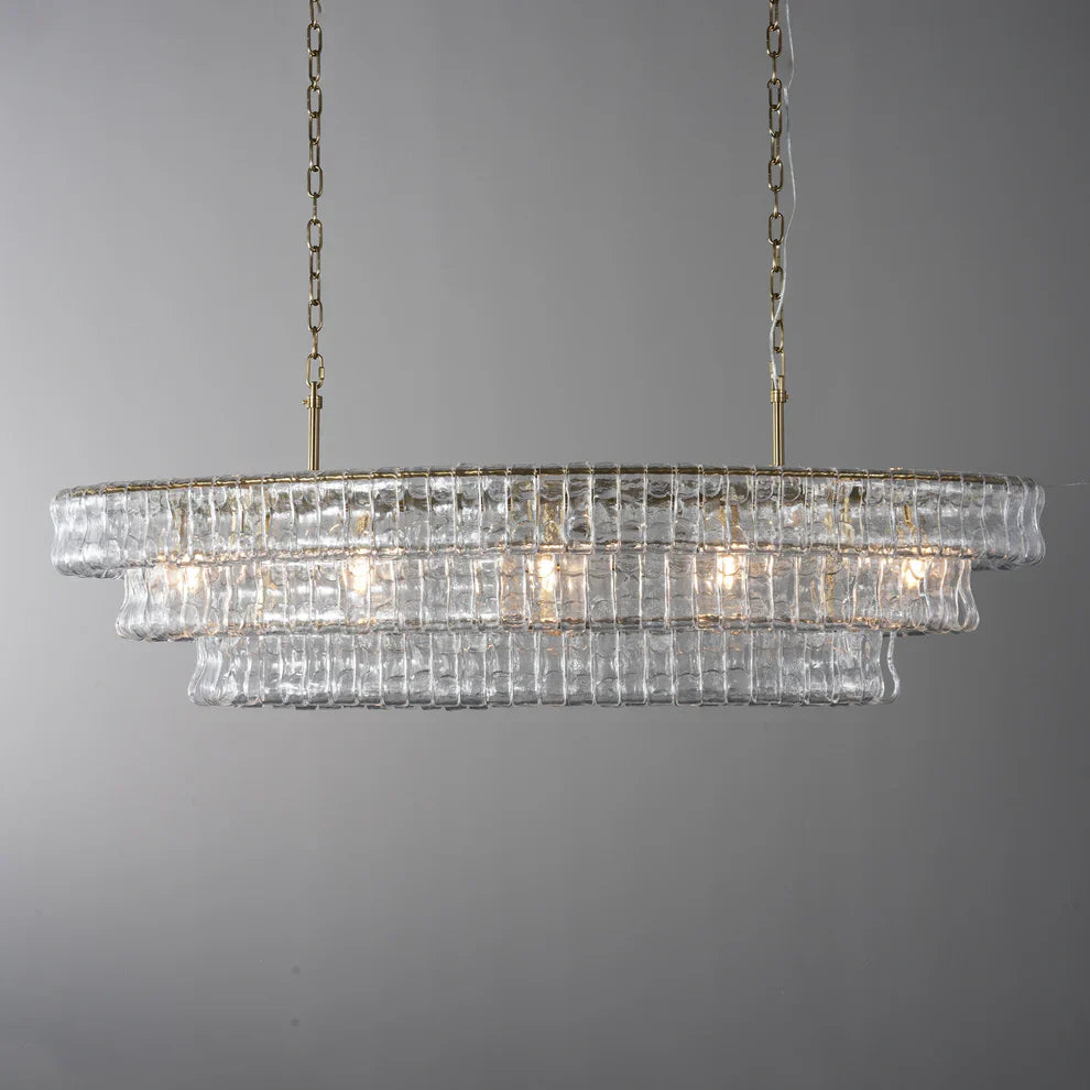 Art Ghiaccio Glass Oval Chandelier 54" 65"