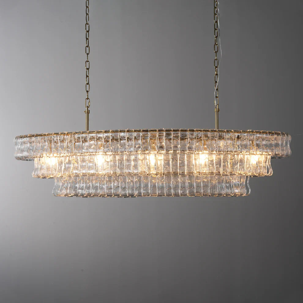 Art Ghiaccio Glass Oval Chandelier 54" 65"