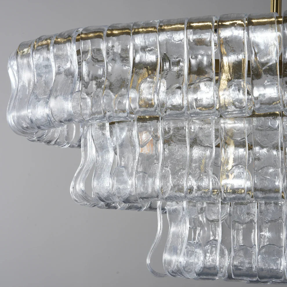 Art Ghiaccio Glass Oval Chandelier 54" 65"