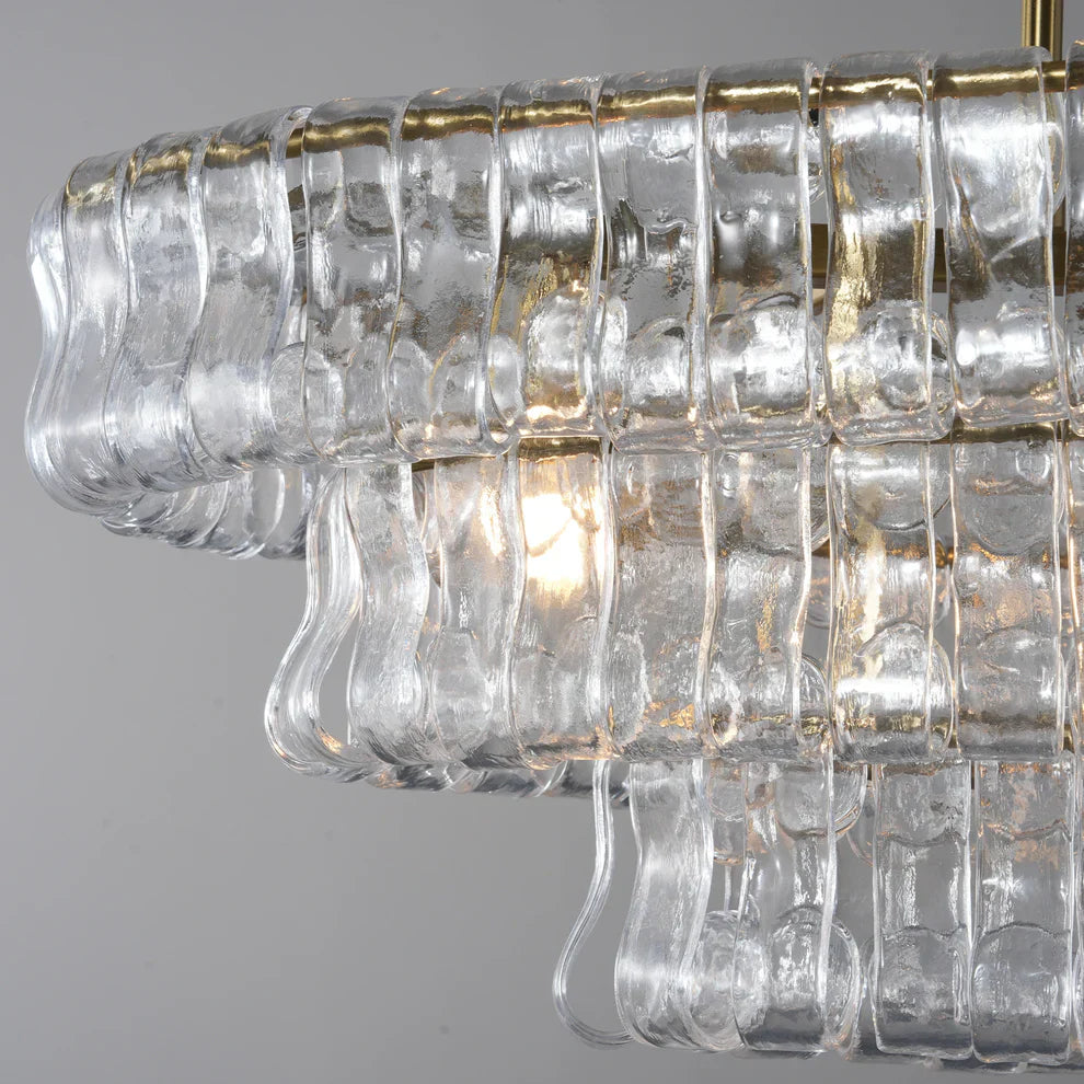 Art Ghiaccio Glass Oval Chandelier 54" 65"