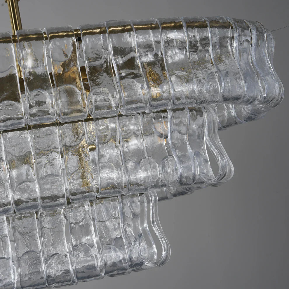 Art Ghiaccio Glass Oval Chandelier 54" 65"