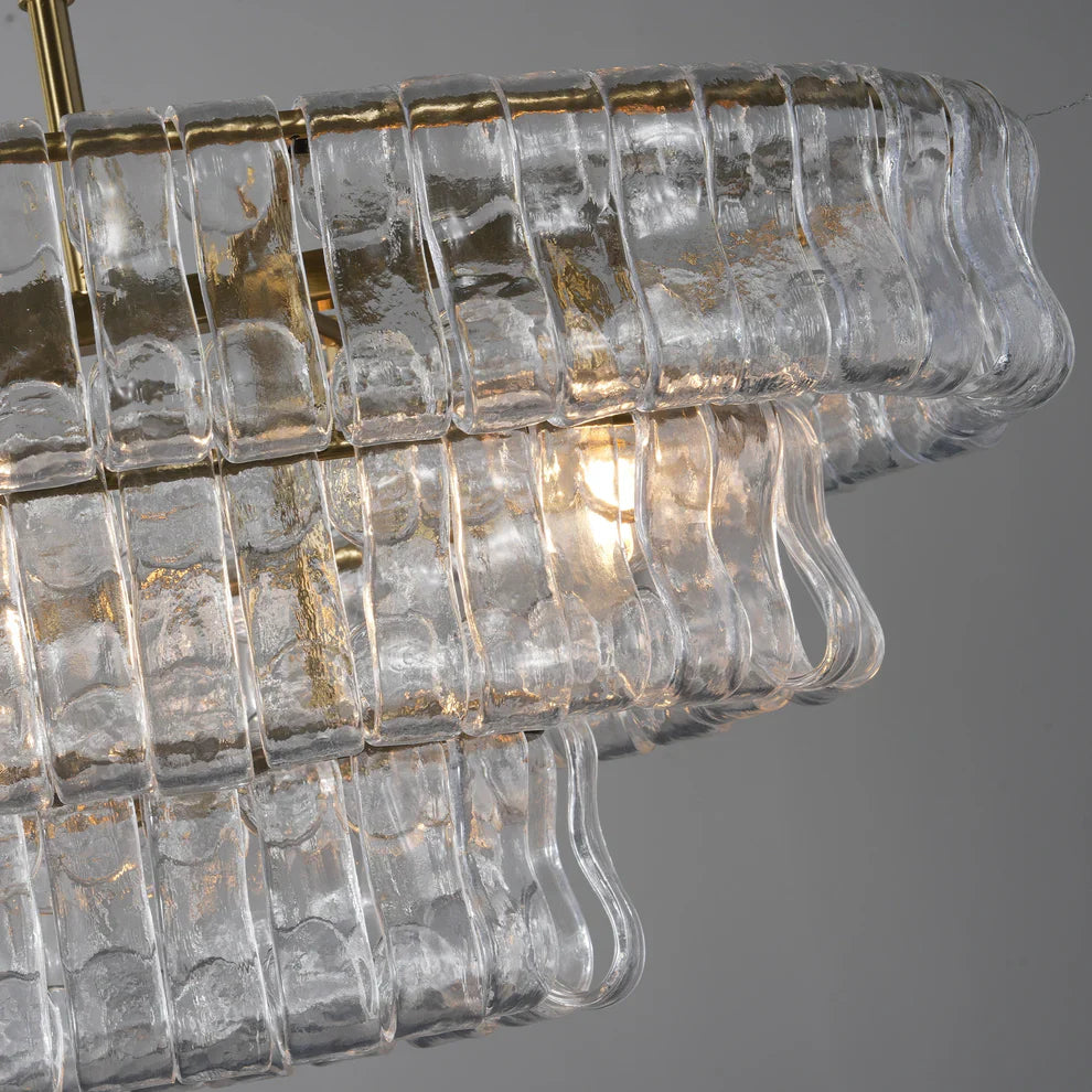 Art Ghiaccio Glass Oval Chandelier 54" 65"