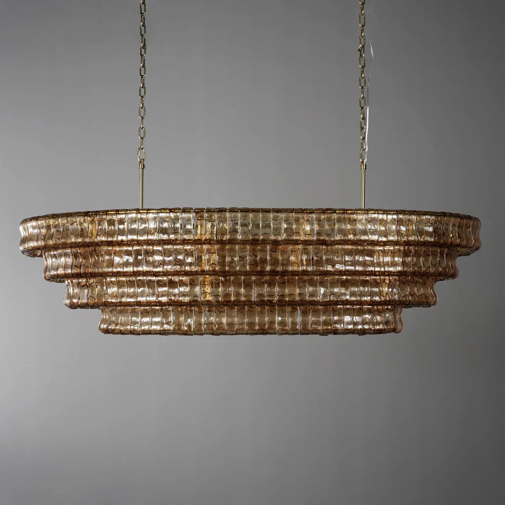 Art Ghiaccio Glass Oval Chandelier 54" 65"