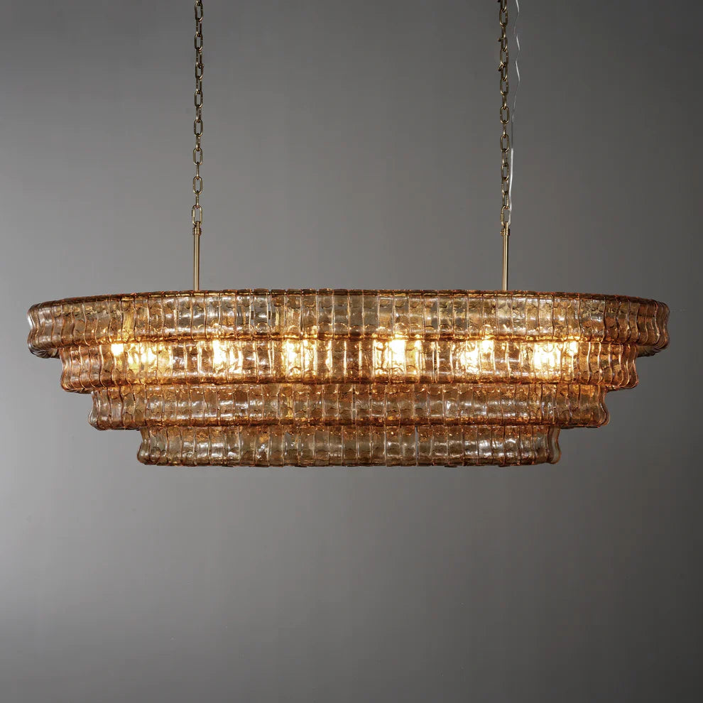 Art Ghiaccio Glass Oval Chandelier 54" 65"