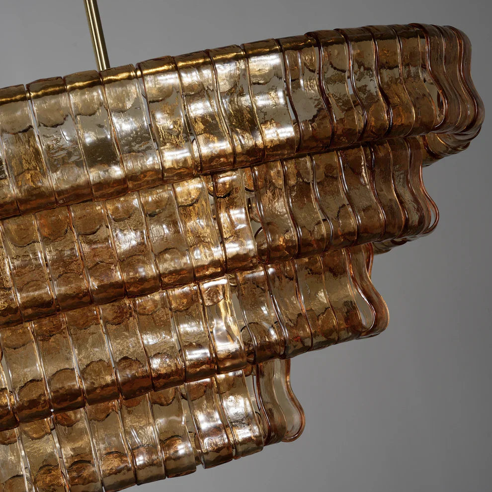 Art Ghiaccio Glass Oval Chandelier 54" 65"