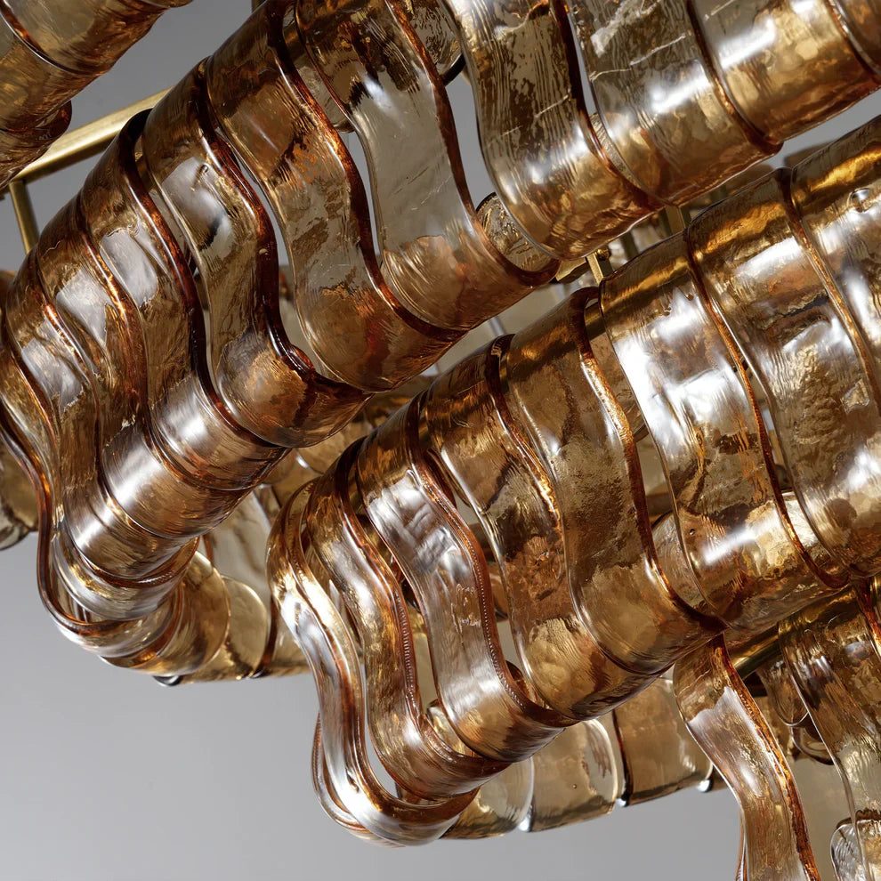 Art Ghiaccio Glass Oval Chandelier 54" 65"