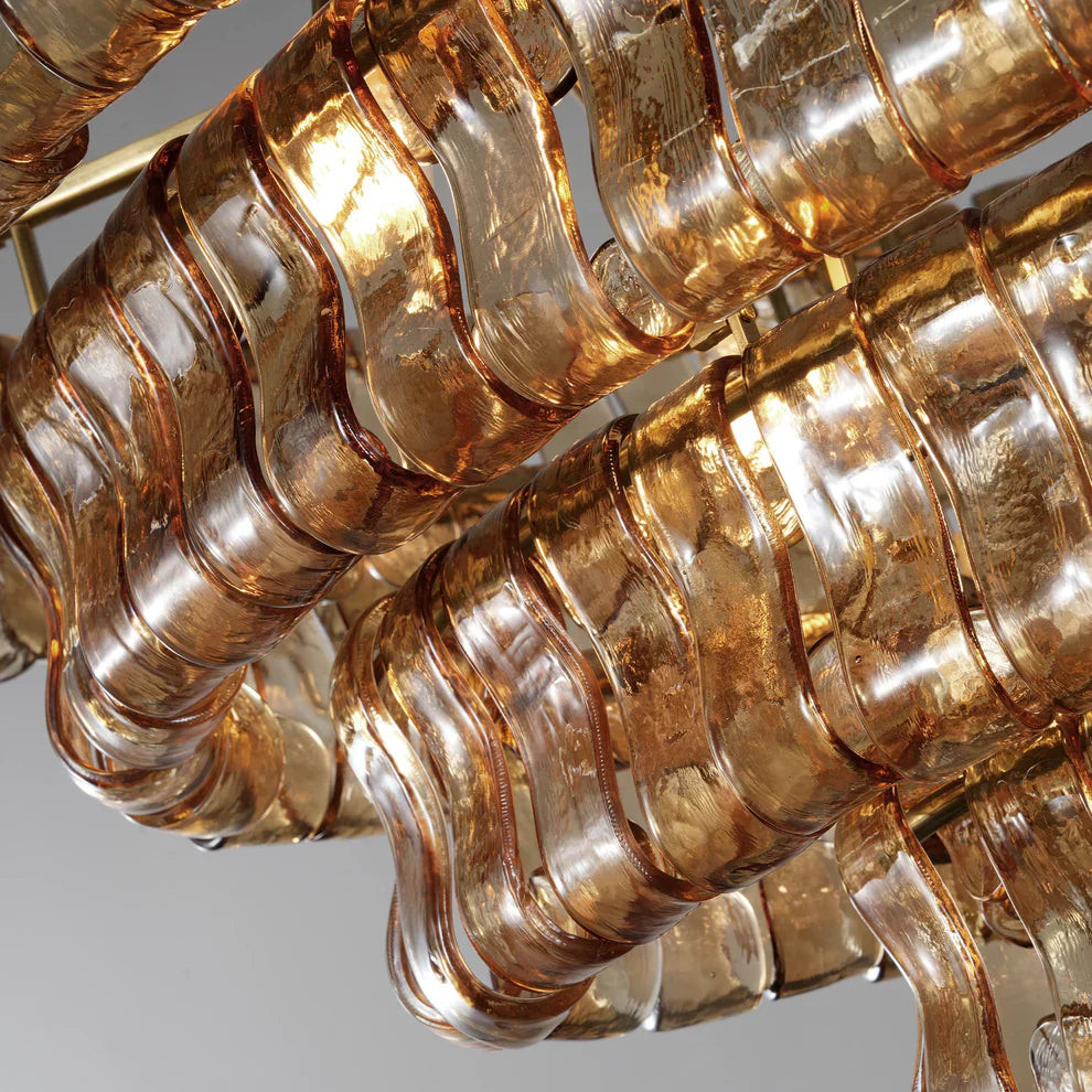 Art Ghiaccio Glass Oval Chandelier 54" 65"