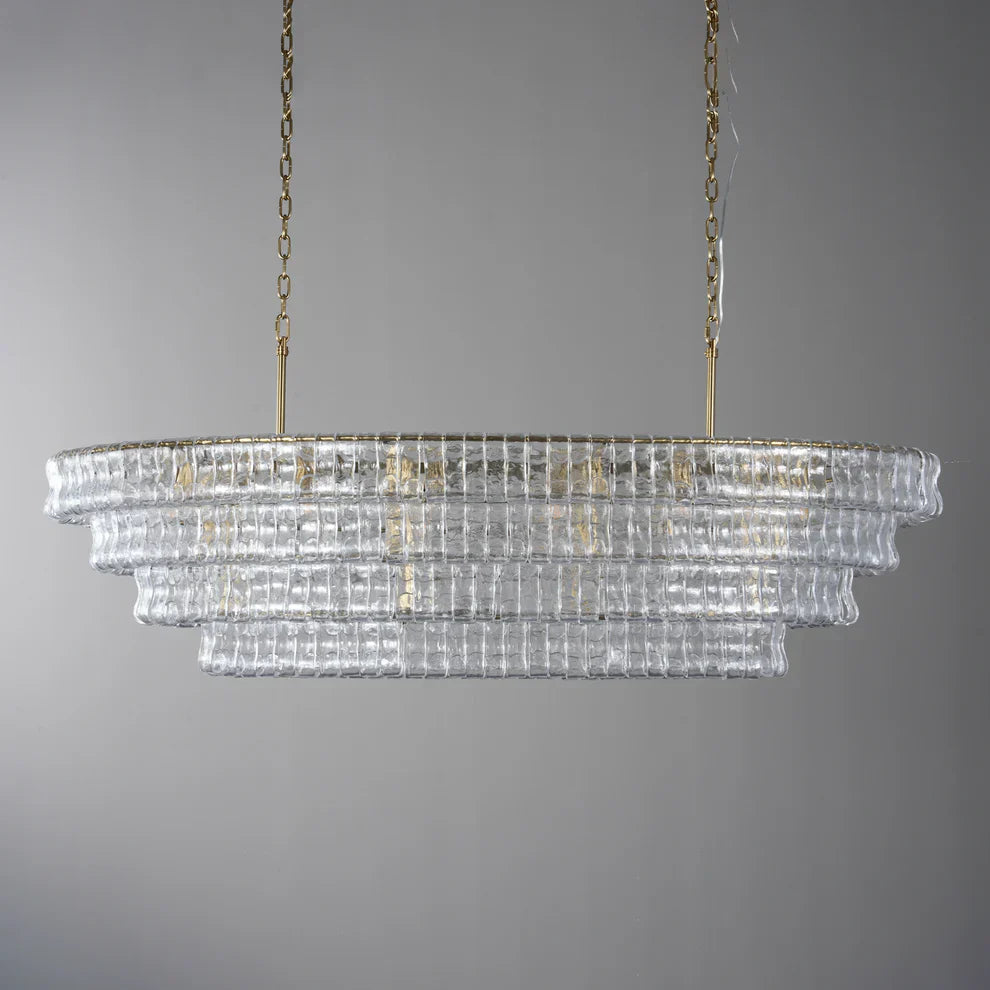 Art Ghiaccio Glass Oval Chandelier 54" 65"