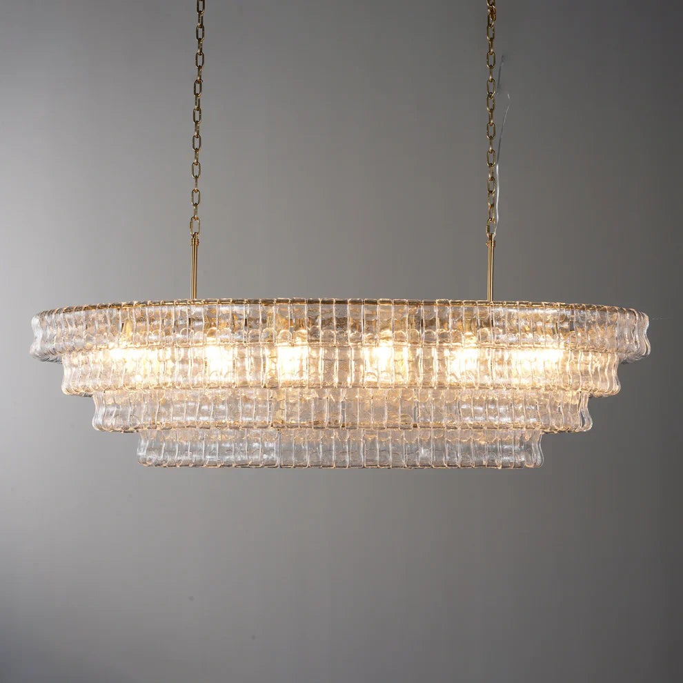Art Ghiaccio Glass Oval Chandelier 54" 65"