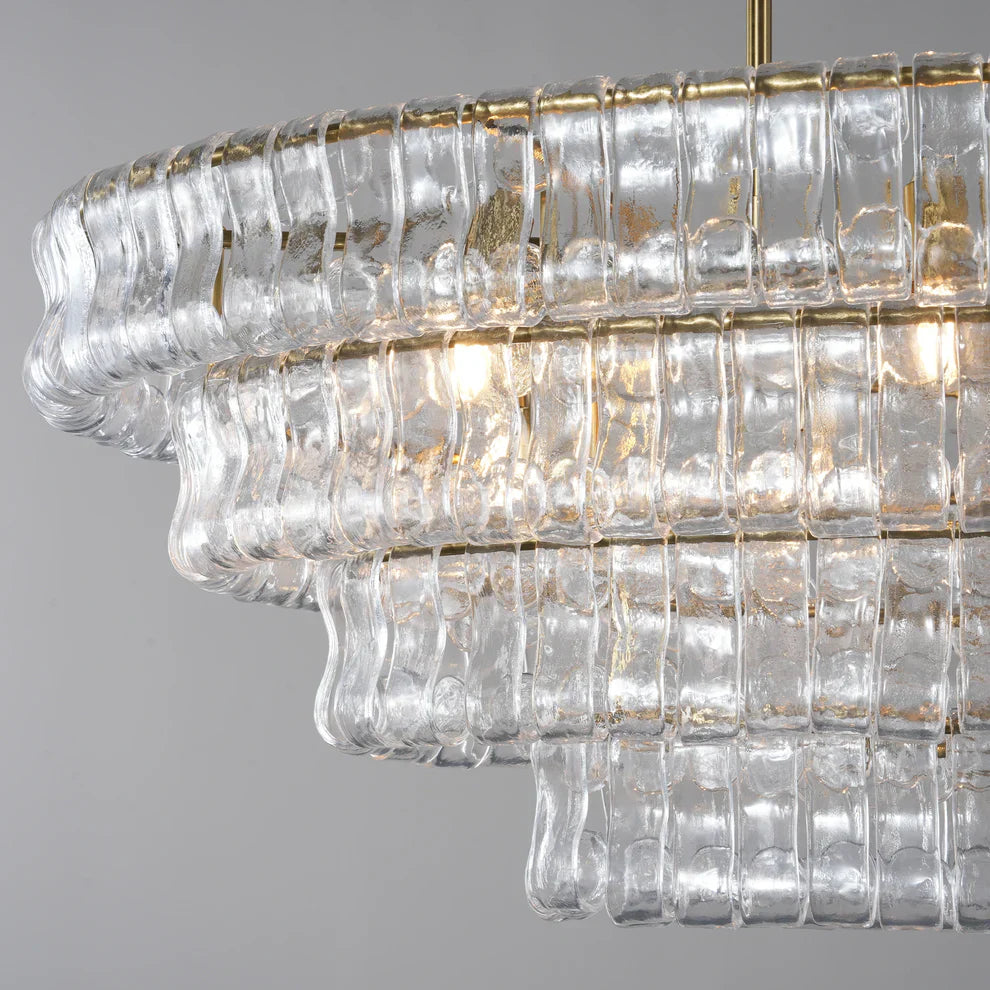 Art Ghiaccio Glass Oval Chandelier 54" 65"