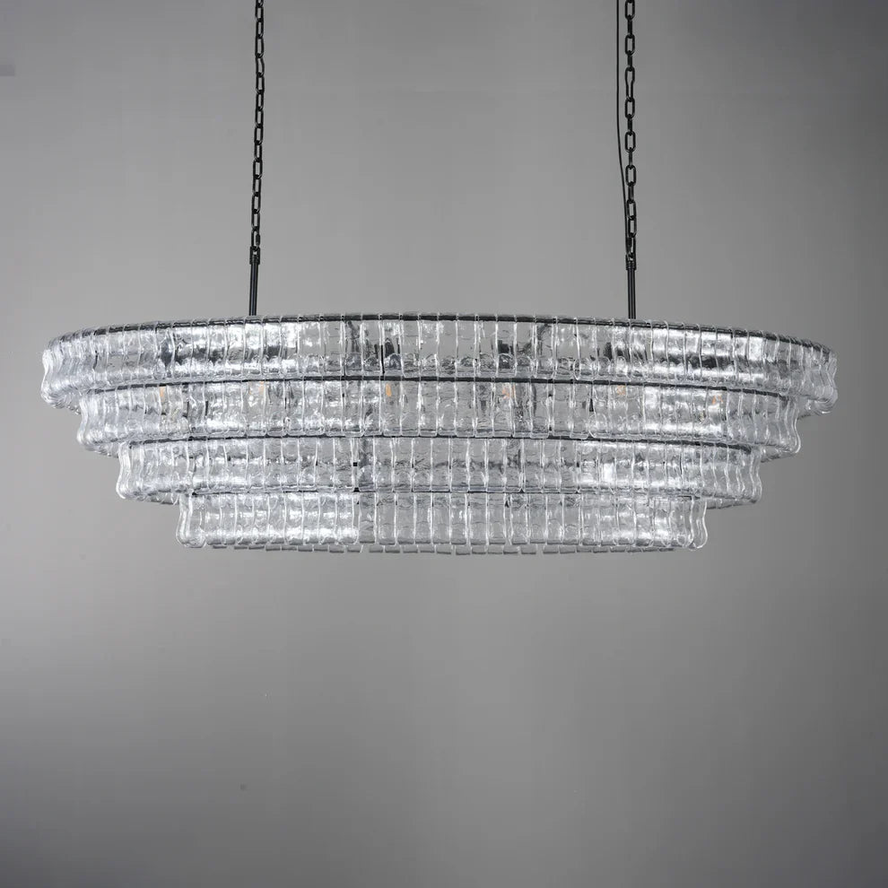 Art Ghiaccio Glass Oval Chandelier 54" 65"