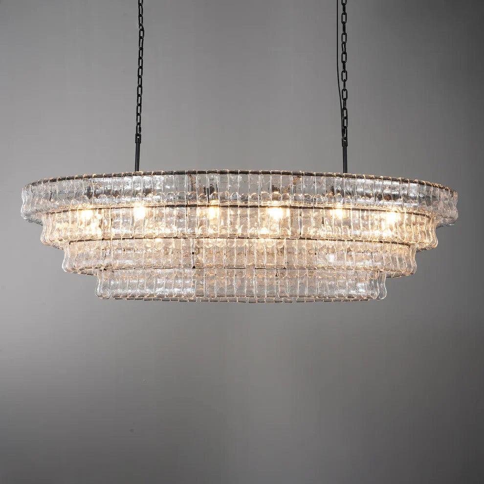 Art Ghiaccio Glass Oval Chandelier 54" 65"