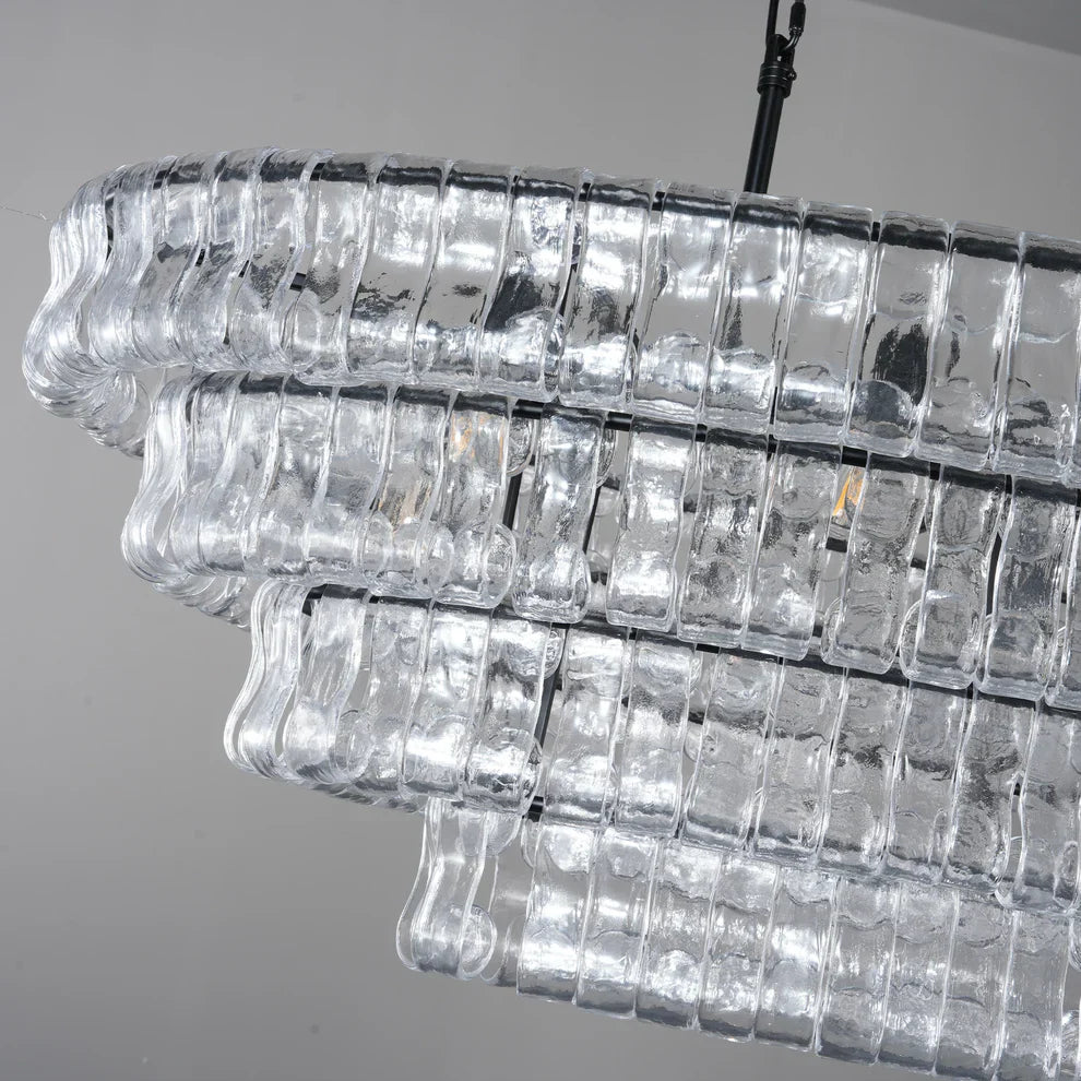 Art Ghiaccio Glass Oval Chandelier 54" 65"