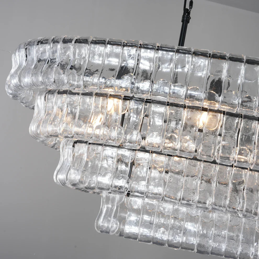 Art Ghiaccio Glass Oval Chandelier 54" 65"