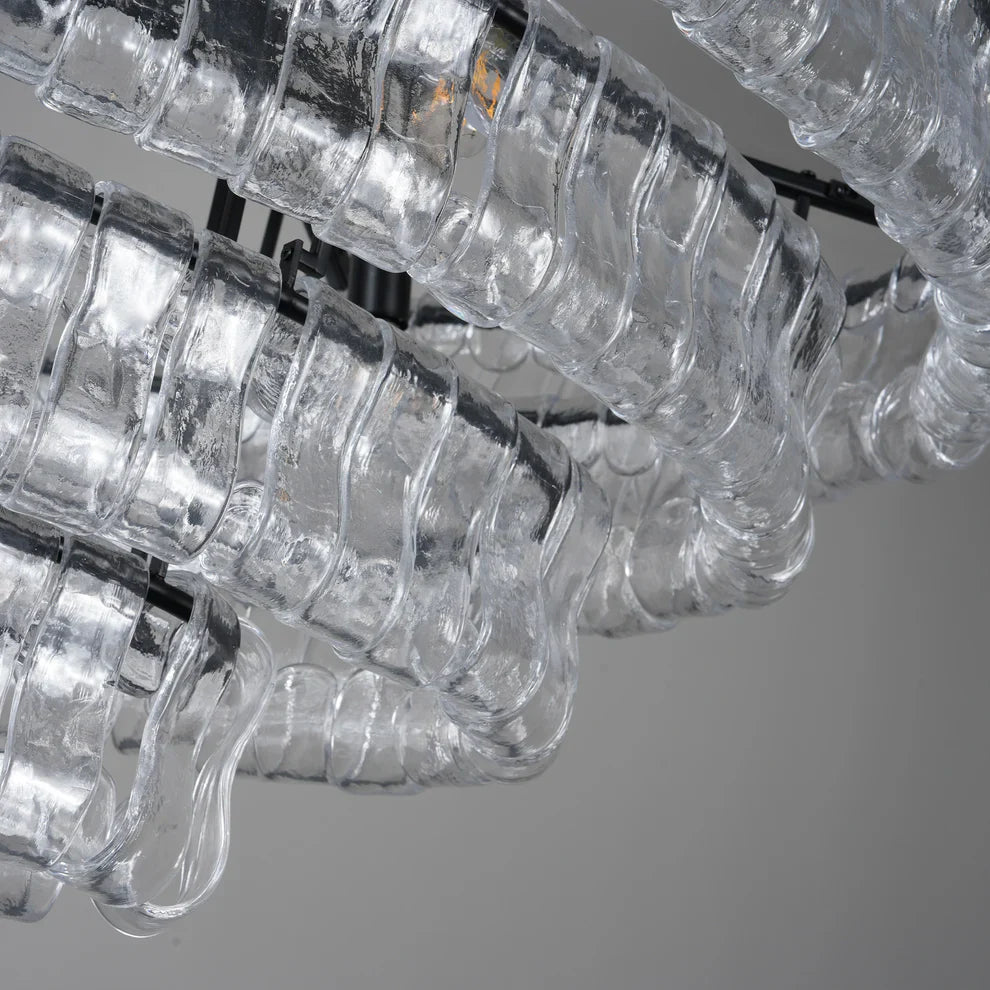 Art Ghiaccio Glass Oval Chandelier 54" 65"
