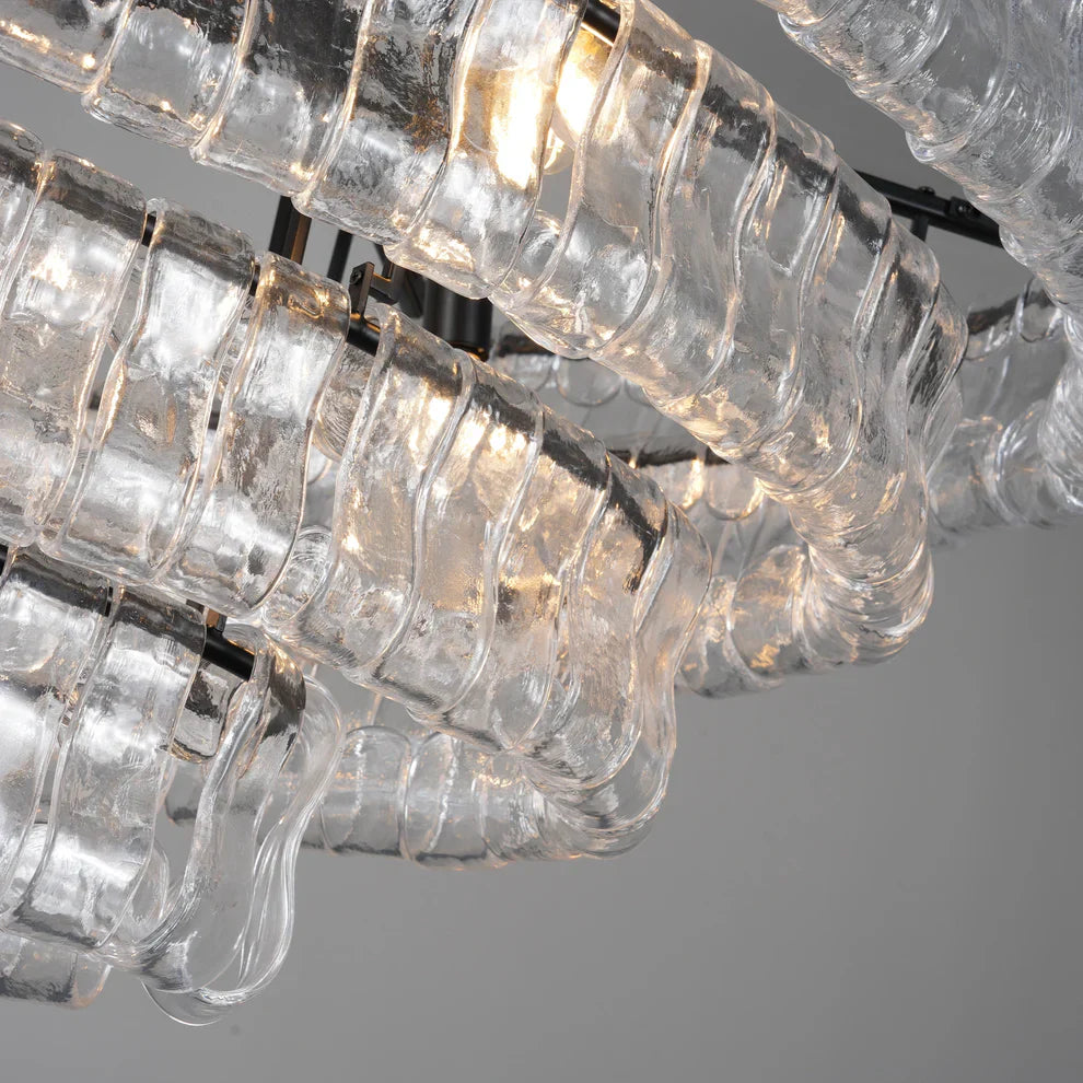 Art Ghiaccio Glass Oval Chandelier 54" 65"
